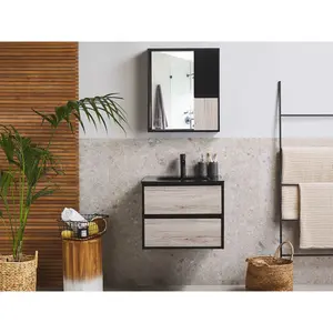 Abdul-Muizz 600mm Single Bathroom Vanity with Integrated Ceramic Basin Black