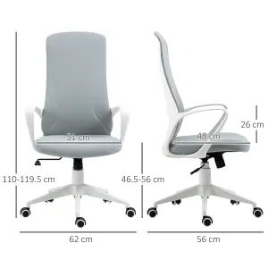 Vinsetto High-Back Home Office Chair Height Adjustable Elastic Desk Chair Grey