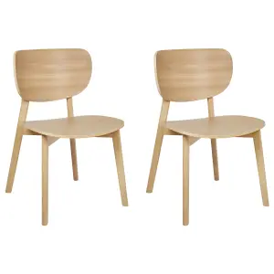 Set of 2 Dining Chairs OVERLY Rubberwood Light Wood