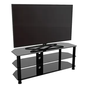 AVF Classic 1.25m Glass Corner TV Stand with Cable Management for TVs up to 60" - Black