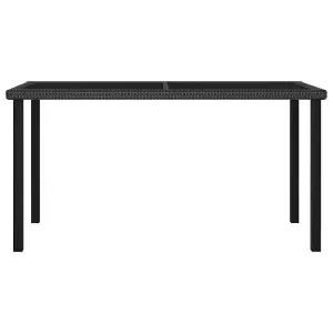 Berkfield Garden Dining Table Black 140x70x73 cm Poly Rattan