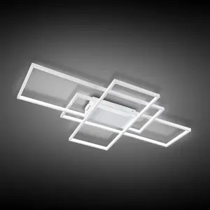 3 Lights White Neutral Style Rectangular LED Semi Flush Ceiling Light Fixture 90cm Cool White