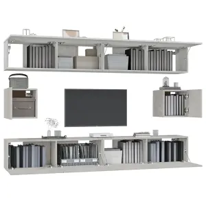 Berkfield 6 Piece TV Cabinet Set Concrete Grey Engineered Wood