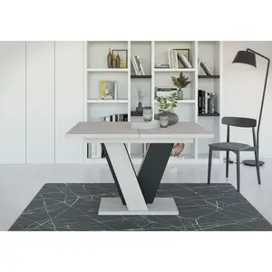 Extendable Dining Table Ameila Light Grey/Black