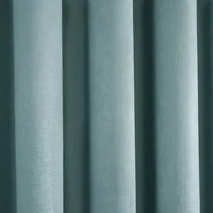 Polyester Room Darkening Grommet / Eyelet Curtain Pair Blue / Width 117 x Drop 137 cm