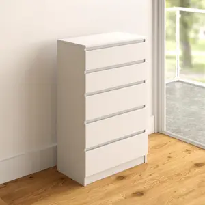 Helen 5 Drawer 70cm W Chest of Drawers White