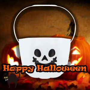 Halloween Candy Bucket Glow In The Dark Sweet Bucket Trick or Treat Party  White