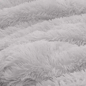 Silver Faux Fur Duvet Cover Set