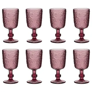 Set of 8 Luxury Bright Pink Drinking Wine Glass Wine Goblets 300ml