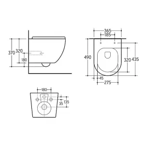 Isaac Black Short Projection Round Wall Hung Toilet with Soft Closing Seat