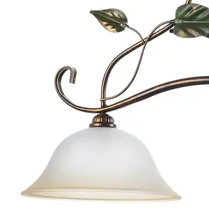 Luminosa Miranda 2 Light Bar Pendant Ceiling Light, Antique Gold, Glass Shades