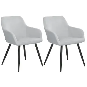 Set of 2 Dining Chairs CASMALIA Velvet Light Grey