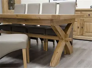 Deluxe Solid Oak Super Cross Leg Extending Dining Table