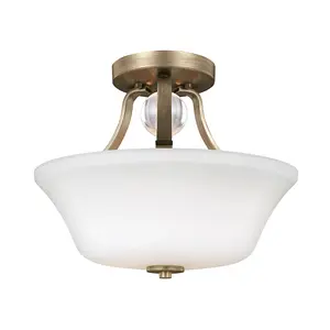 Elstead Evington 2 Light Semi Flush Ceiling Light Gold, E27