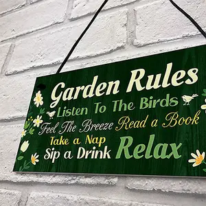 Red Ocean Garden Signs Outside Garden Rules Sign Novelty Hanging Plaque Summer House Sign Garden Shed Sign