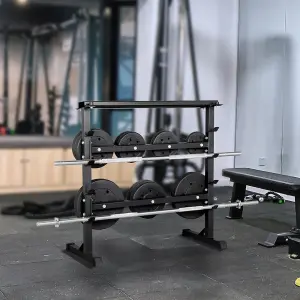 Yaheetech Black 3 Tier Dumbbell Barbell Rack for Home Gym