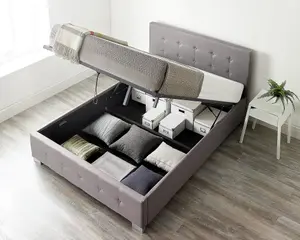 Aspire End Lift Ottoman Storage Bed Super King, Grey Linen