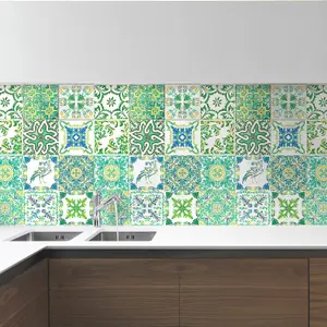 24 Pieces 15x15cm Turkish Green Mosaic Tile Stickers