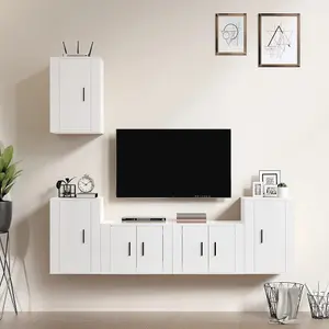 Berkfield 5 Piece TV Cabinet Set High Gloss White Engineered Wood