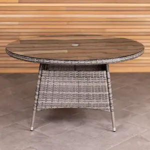 Charles Bentley Rattan 6 Seater Dining Table - Grey