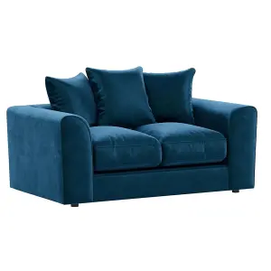 Brooklyn Plush Velvet Fibre Fabric Sofa Set 3 and 2 Seater sofa Blue