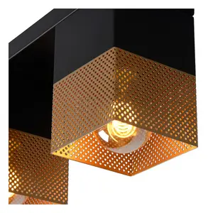 Lucide Renate Modern Flush Ceiling Light - 3xE27 - Matt Gold, Brass