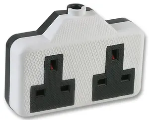 PRO ELEC - Rubberised 2-Way Extension Socket 13A White