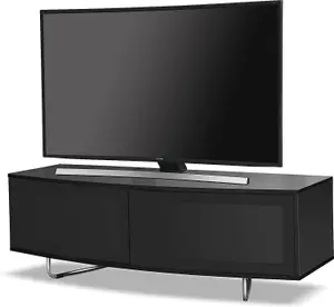 Homeology Caru Gloss Black Beam-Thru Remote Friendly Super-Contemporary"D" Shape Design up to 65" LED/OLED/LCD TV Cabinet