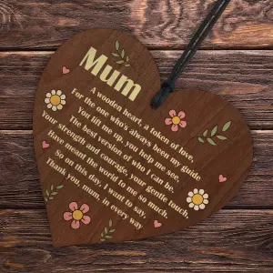 Red Ocean Heartfelt Message For Mum On Mothers Day Mum Birthday Gift From Daughter Son Poem Wooden Heart Gift For Her Mum Mummy