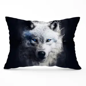 White Wolf Face Splashart Dark Backgrouns Cushions 33cm x 48cm