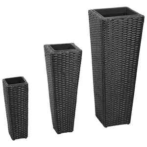 Berkfield Garden Raised Beds 3 pcs Poly Rattan Black