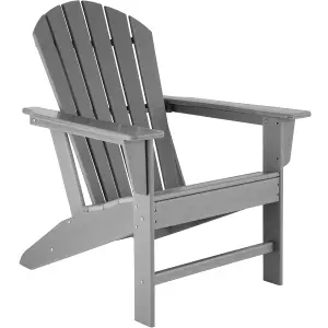 Garden Chair - Adirondack design, high backrest, wide armrests - light grey