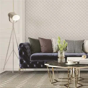 Debona Fabric Touch Geometric Diamond Wallpaper Silver Grey 9113