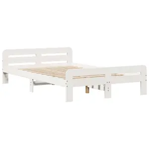 Berkfield Bed Frame without Mattress White 135x190 cm Double Solid Wood Pine