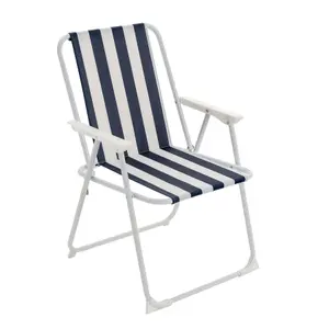 Harbour Housewares - Folding Metal Beach Chair - Blue Stripe