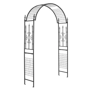 COSTWAY Garden Trellis Pergola Outdoor Metal Arbour Archway with Trellises