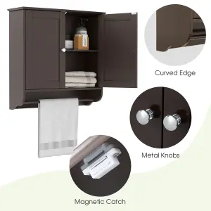 Costway Wall Mounted Bathroom Cabinet Hanging Medicine Cabinet w/ Towel Bar