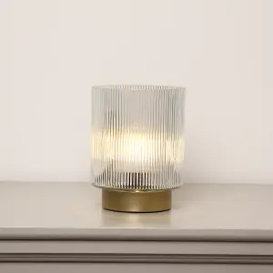 Melody Maison Clear Ribbed Glass Ambient Table Lamp