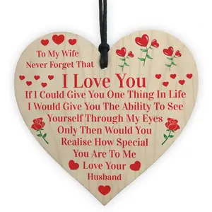 Red Ocean Gift For Wife Wooden Heart Gifts For Wife From Husband I Love You Birthday Gift For Wife Wedding Anniversary Present