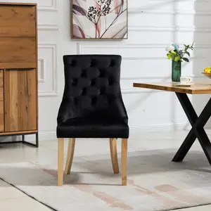 Ravenna Velvet Dining Chairs - Set of 2 - Black