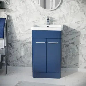 Nes Home 500mm Freestanding Vanity Unit Cabinet and Wash Basin Royal Blue