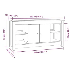 Berkfield TV Cabinet White 103x36,5x52 cm Solid Wood Pine