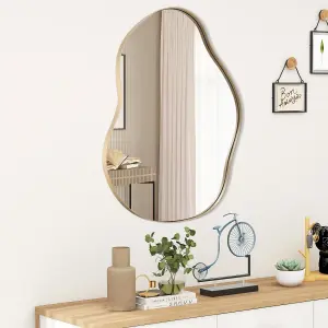 Costway Irregular Wall Mirror W/ Metal Frame Bathroom Asymmetrical Mirror Decorative Vanity Mirror