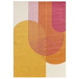 Orange Funky Modern Easy to Clean Abstract Rug For Dining Room -120cm X 170cm