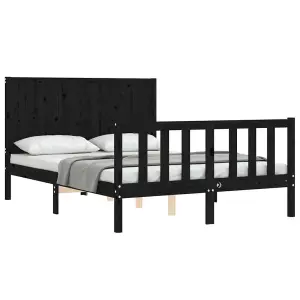 Berkfield Bed Frame with Headboard Black 120x200 cm Solid Wood