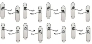 8 Pairs of Epsom Design Victorian Scroll Handle on Shaped Backplate Door Lever Latch Premium Door Handle Polished Chrome