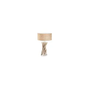 Luminosa Driftwood 1 Light Table Lamp Brown, Beige with Shade, E27