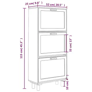 Berkfield Shoe Cabinet Brown 52x25x115 cm Engineered Wood&Natural Rattan