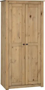 PANAMA Waxed Pine Finish 2 Door Wardrobe