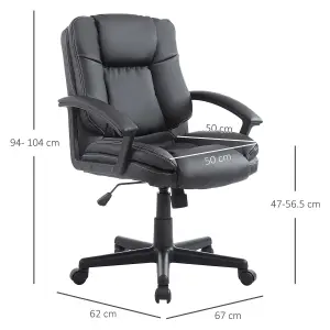 HOMCOM Swivel Executive Office Chair Mid Back PU Leather Chair w/ Arm, Black